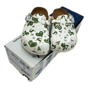 Birkenstock Girls Sz 12 Leather Hearts Green Boston  Kinder Sandal Shoes New